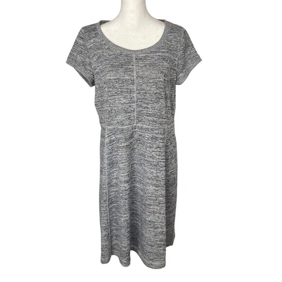 TALBOTS Women Stretchy Dress Sz M Gray Short Sleeve Knee Length Casual 61-17 - Picture 1 of 10